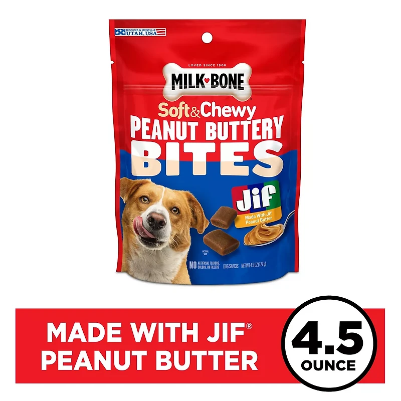 Milk-Bone Soft & Chewy Peanut Buttery Bites Soft Dog Treats, 4.5 oz