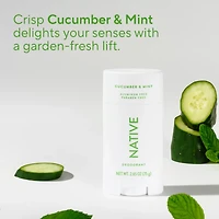 Native Aluminum Free Deodorant For Women, 72 Hour Solid Deodorant Stick, Cucumber & Mint, 2.65 oz