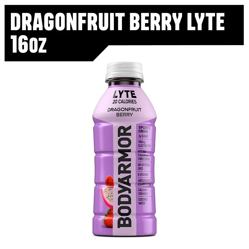 BODYARMOR Lyte Dragonfruit Berry Electrolyte Sports Drink Bottle, 16 fl oz