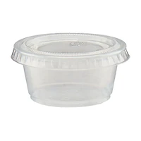 Essential Goodies Clear Plastic Disposable Condiment Containers with Lids, 2 oz,
