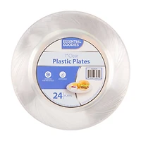 Essential Goodies Plastic Plates, Clear, 7 in, 24 pk