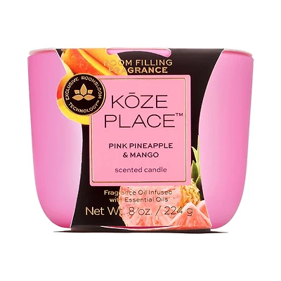 Koze Place Pink Pineapple & Mango Scented Candle, 8 oz