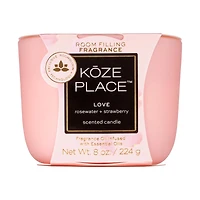 Koze Place Love Rosewater & Strawberry Scented Candle, 8 oz