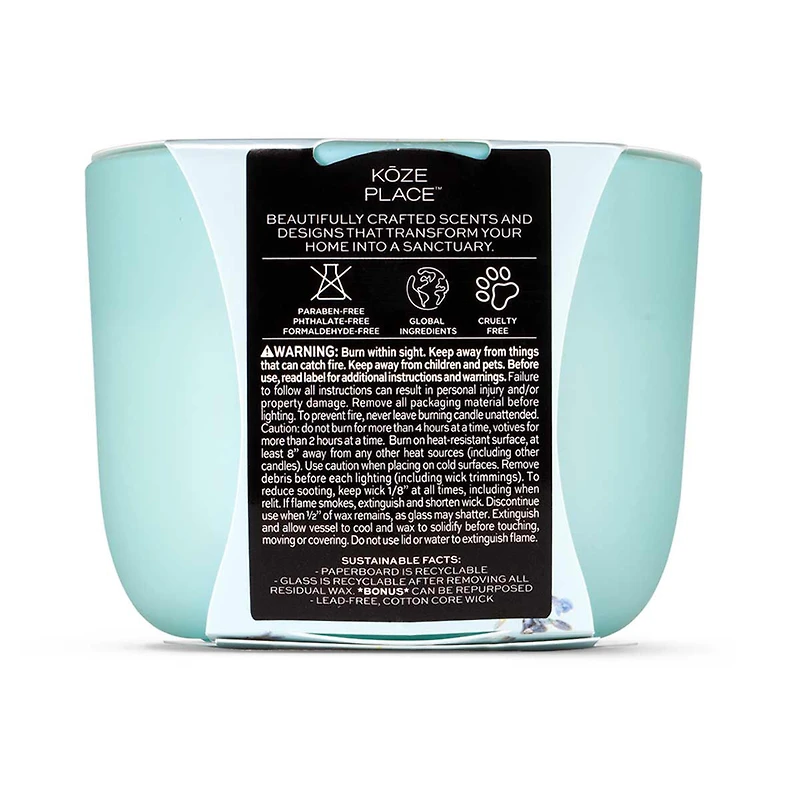 Koze Place Calm Blue Lavender & Vanilla Scented Candle, 8 oz