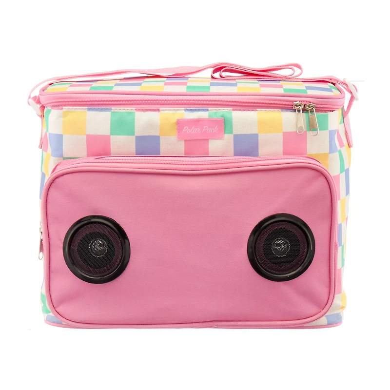 Polar Pack 24-Can Insulated Cooler Bag with Bluetooth Speaker, 2 Assorted Summer Prints