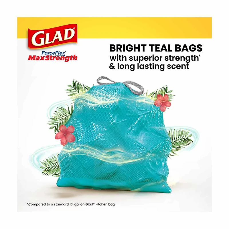 Glad ForceFlex MaxStrength Scented Tall Kitchen Trash Bags, 13 Gallon, 20 Bags