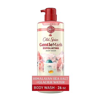 Old Spice Men's Body Wash for Men, Himalayan Sea Salt & Glacier Water, 24/7 Shower Fresh, 18 oz, Exfoliation + Moisturization, 26oz
