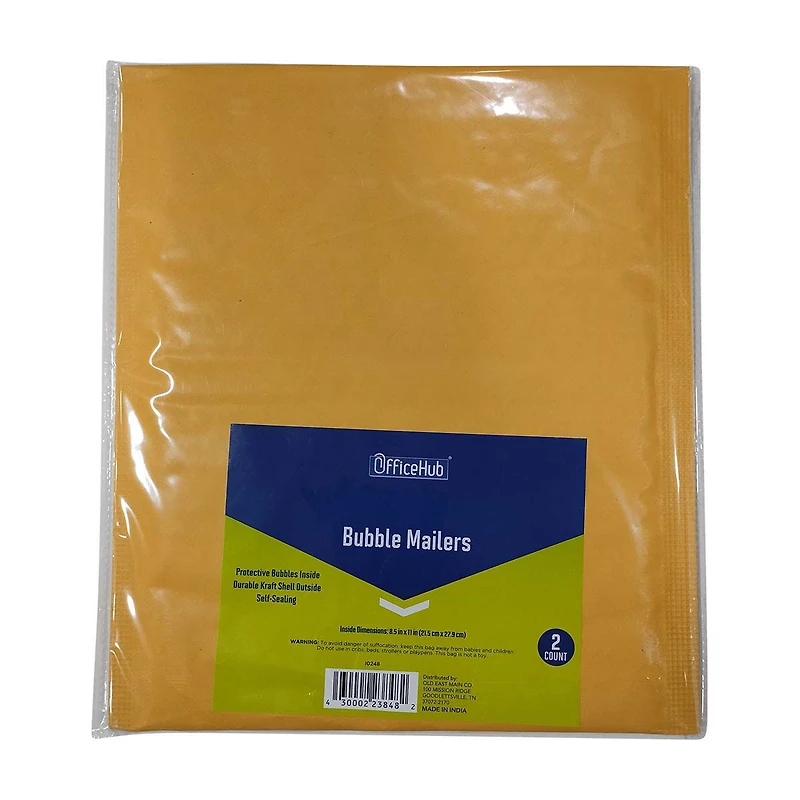 Office Hub Bubble Mailers, 8.5 in x 11 in - 2 ct