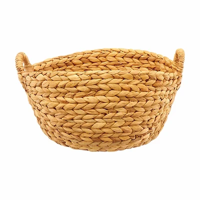 Round Water Hyacinth Braided Basket, Natural, Large