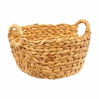 Round Water Hyacinth Braided Basket, Natural, Medium