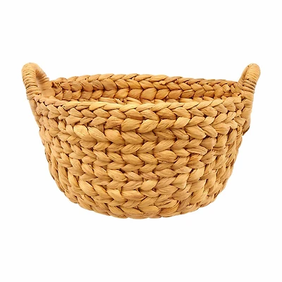Round Water Hyacinth Braided Basket, Natural, Small