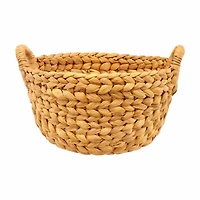 Round Water Hyacinth Braided Basket, Natural, Small