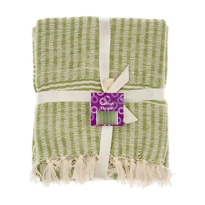 Cotton Throw, Assorted Striped Patterns
