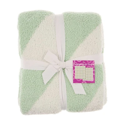 Feather Knit Throw, Triangle Pattern, Assorted Colors