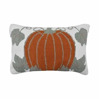Knitted Pumpkin Pillow, 12 in x 20 in