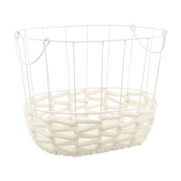 Wire and Rope Oval Basket with Handles, White, Medium