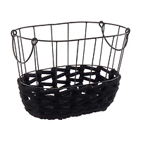 Wire and Rope Oval Basket with Handles, Black, Small