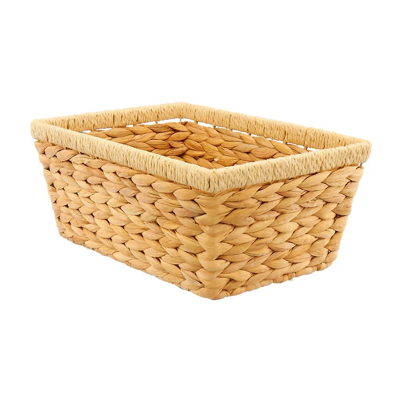 Rectangular Braided Water Hyacinth Basket, Natural, Large