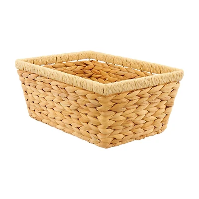 Rectangular Braided Water Hyacinth Basket, Natural, Large