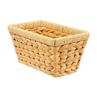 Rectangular Braided Water Hyacinth Basket, Natural, Small