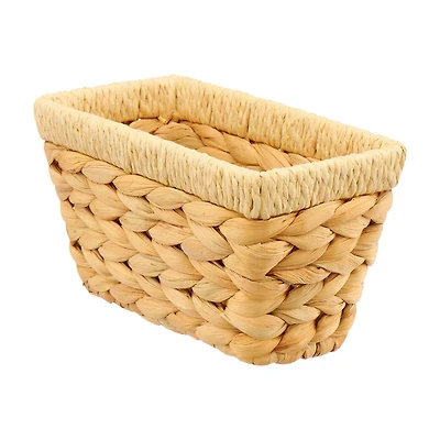 Rectangular Braided Water Hyacinth Basket, Natural, Extra Small