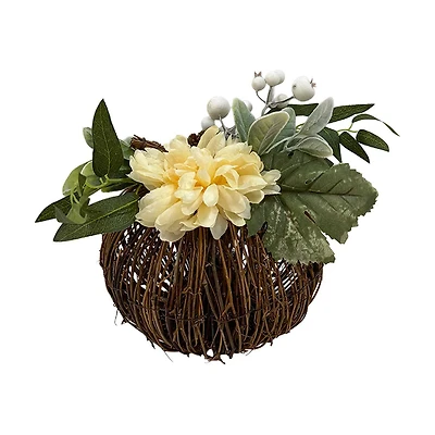 Rattan Pumpkin Floral Arrangement, Assorted