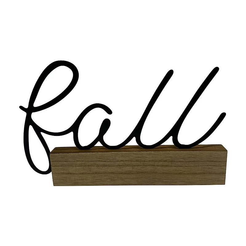 'Fall' Metal Tabletop Decor, Black, 12 in