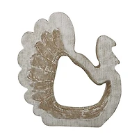 Wooden Turkey Tabletop Decoration, Whitewash Finish, 10 in