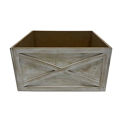 Whitewashed Wooden Crate, 16 in