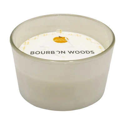Perfect Harvest Frosted Glass Jar Candle with Cream Wax, Bourbon, Off-white