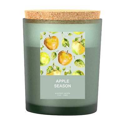 Glass Jar Scented Candle with Cork Lid, Apple Season, 7 oz