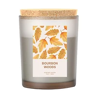 Glass Jar Scented Candle with Cork Lid, Bourbon Woods, 7 oz