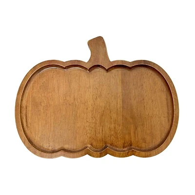 Wooden Pumpkin-Shaped Tray, 13 in
