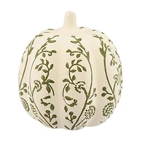 Cream Floral Pumpkin, 6 in