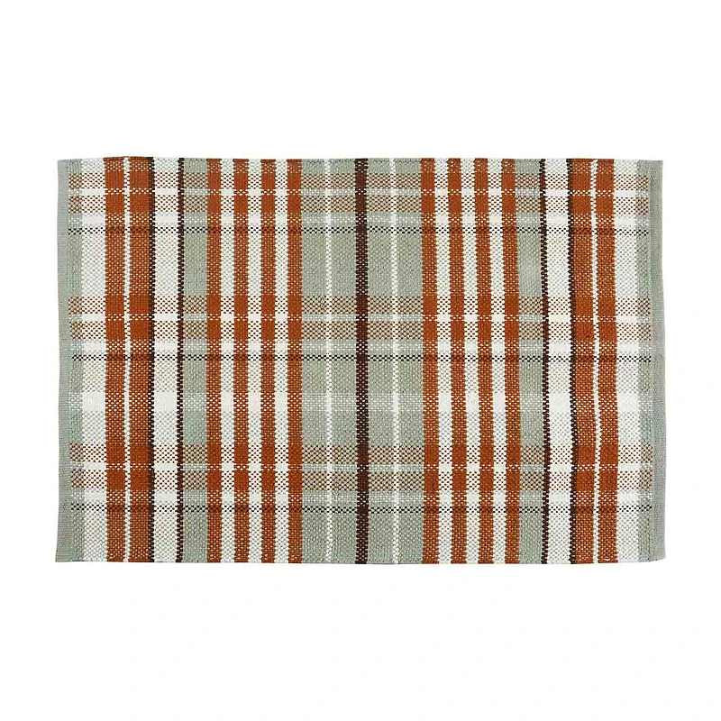 Woven Scatter Rug with Plaid Pattern, 24 in x 36 in, Assorted