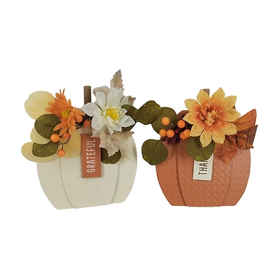 Floral Pumpkin Sign, 9 in, Assorted