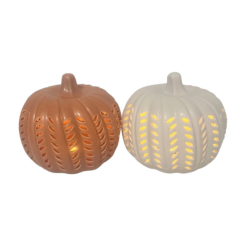 Matte Ceramic LED Pumpkin, 6 in, Assortment