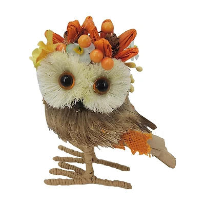 Natural Flowers Owl Decor, 6 in