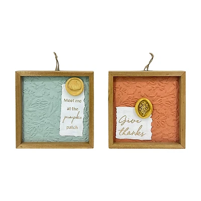 Wooden Boxtop Sign Table Decor, 7 in, Assorted