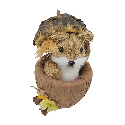 Natural Materials Squirrel in an Acorn Decor, 7 in