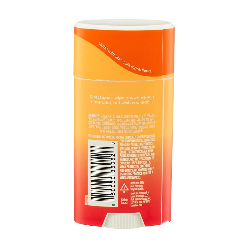LUME Whole Body Deodorant, Clean Tangerine, 2.6 oz