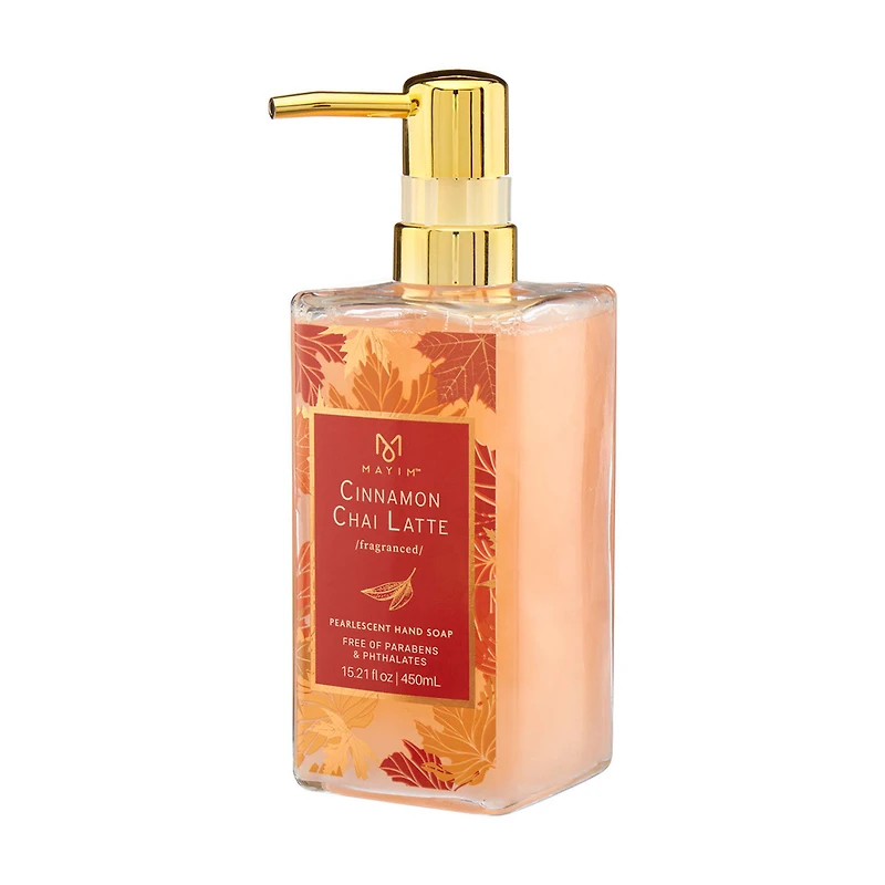 Glass Hand Soap with Printed Decal, 450 ml, Cinnamon Chai Latte