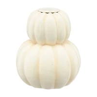 White Pumpkin Candle Holder, 4 in