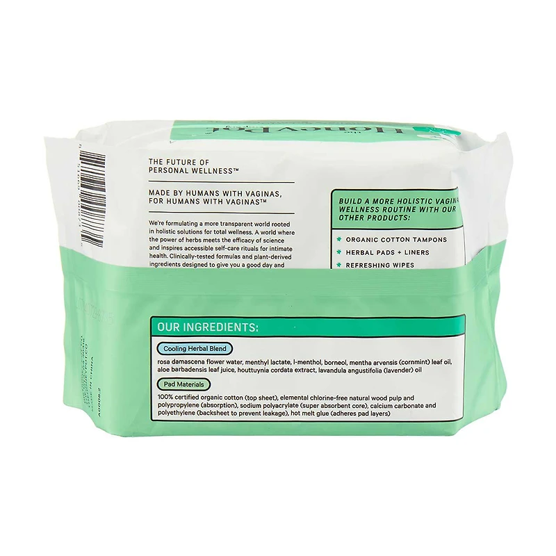 The Honey Pot Company Organic Cotton Cover Cooling Herbal Infusion Pantiliners,