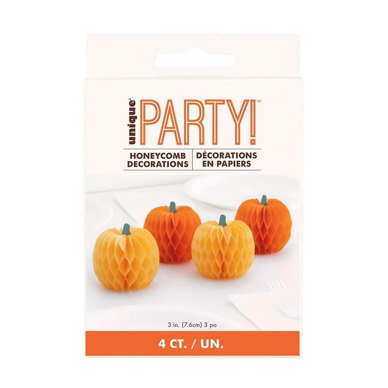 3" Paper Honeycomb Pumpkins Décor, 4ct