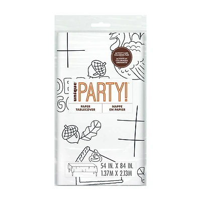 Unique Party! Playful Turkey Coloring Paper Table Cover, 54 in x 84 in