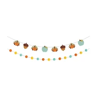 Unique Party!  Pom Pom Garland and Playful Turkey Banner Set, 6 ft