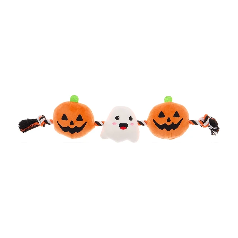 Cute Halloween Pumpkins and Ghost Rope Dog Toy