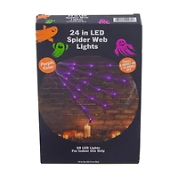 Halloween LED Spider Web Lights, 24 in, Assorted