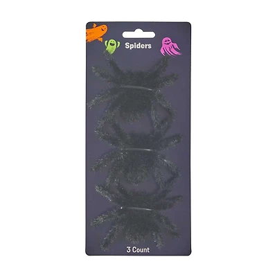 Halloween Spider Décor, Black, 3 ct